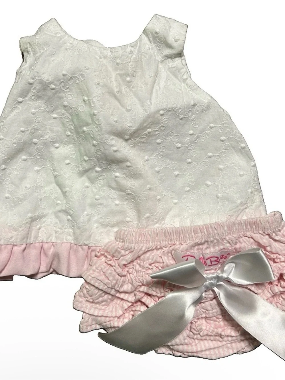 Baby Girl Ruffle Butts Pink White Summer Outfit Size 0-3 Months